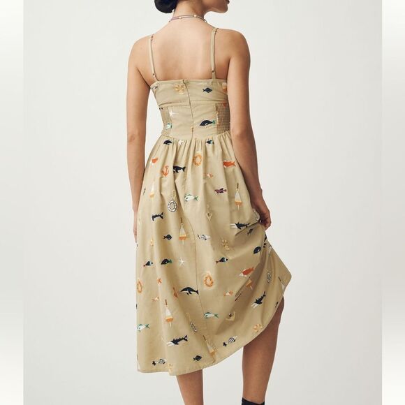 Maeve x Anthropologie Embroidered Fish MIDI Dress - Picture 3 of 9